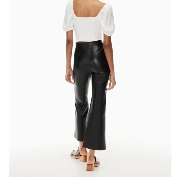 Aritzia Wilfred | Adele Flared Vegan Leather pants In Black - Picture 2 of 12